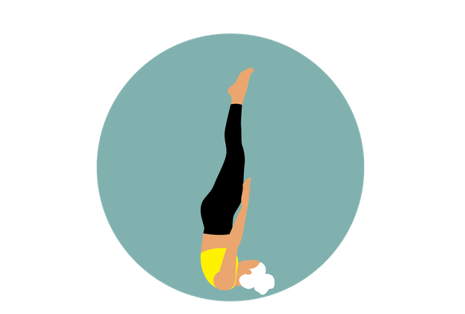 Garota fazendo Sarvangasana  Ilustração