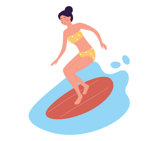 Garota surfando  Ilustração