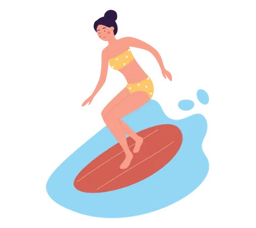 Garota surfando  Ilustração