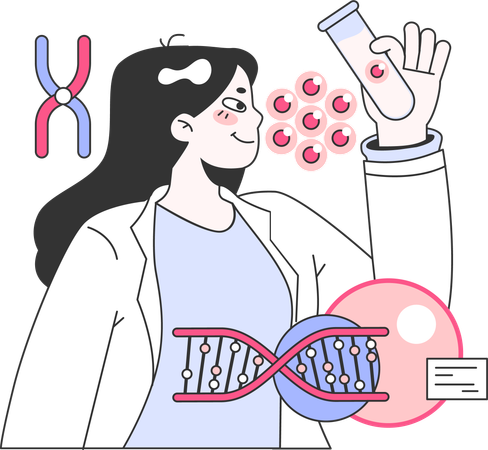 Garota fazendo teste de DNA  Ilustração