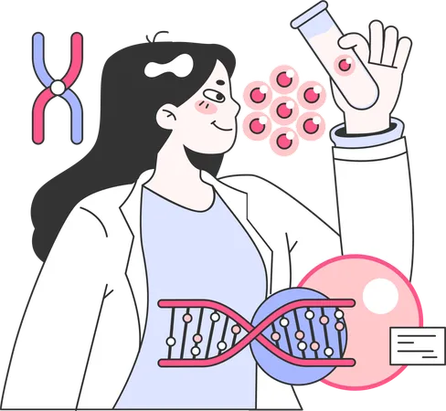 Garota fazendo teste de DNA  Ilustração