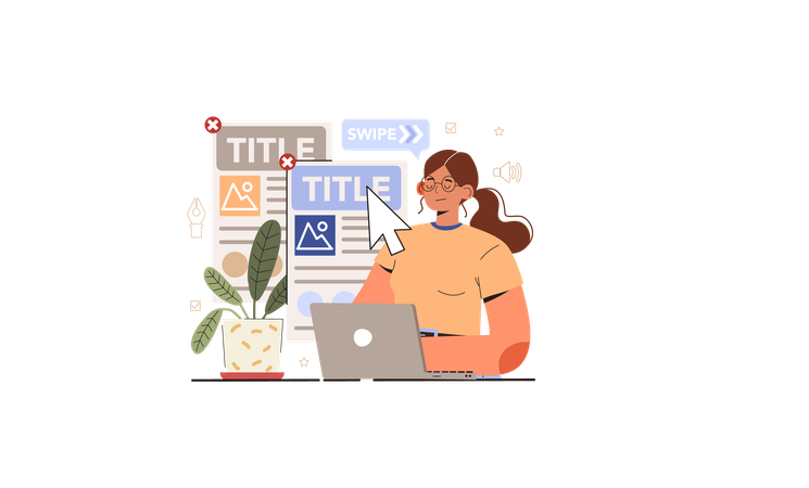 Garota fazendo titulação clickbait  Illustration