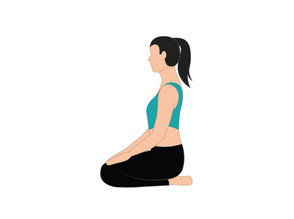 Garota fazendo Vajrasana  Ilustração