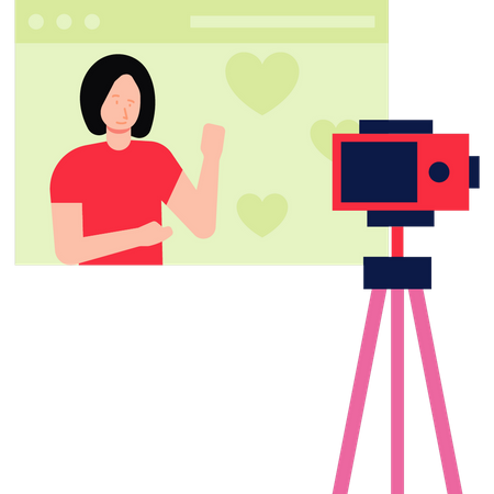 Garota fazendo vídeo ao vivo  Ilustração