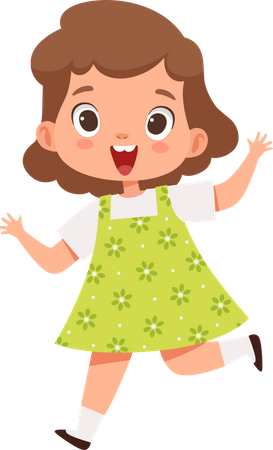 Garota feliz acenando com a mão  Ilustração