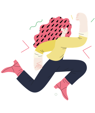 Garota feliz correndo  Ilustração
