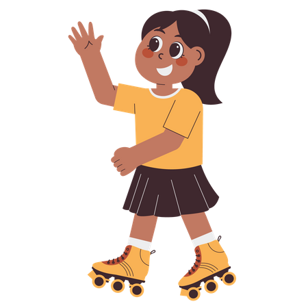 Menina feliz jogando patinação  Ilustração