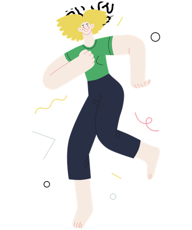 Garota feliz pulando de felicidade  Ilustração