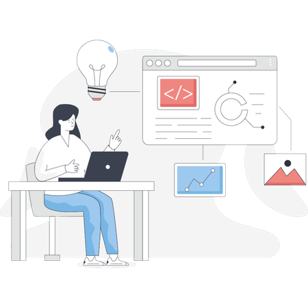 Menina se tornando criativa em codificação  Illustration