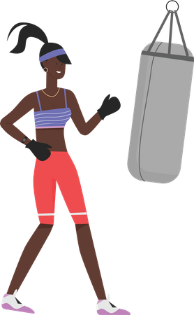 Garota fitness fazendo boxe  Ilustração