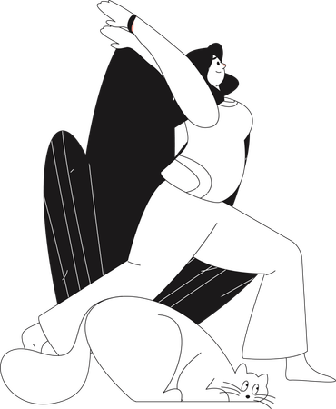Garota fitness fazendo exercícios de alongamento corporal  Ilustração