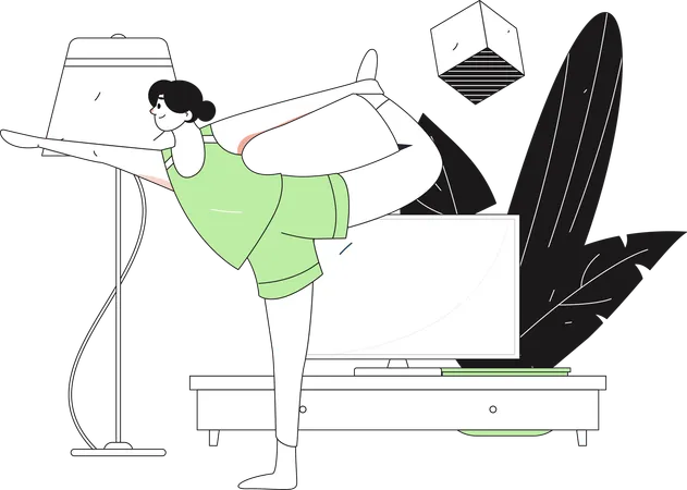 Garota fitness fazendo Natrajasana  Ilustração
