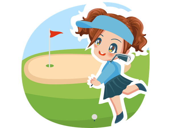 Garota de golfe  Ilustração