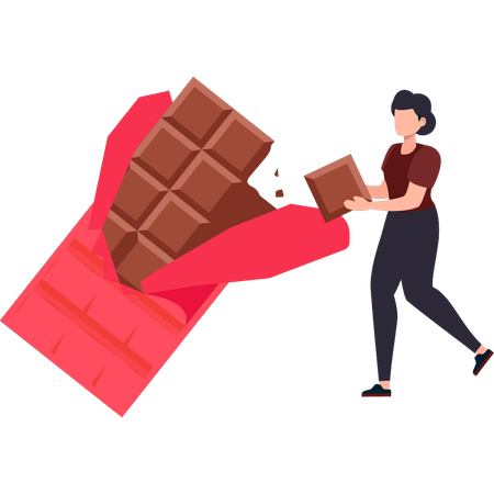 A menina gosta de comer o chocolate  Ilustração