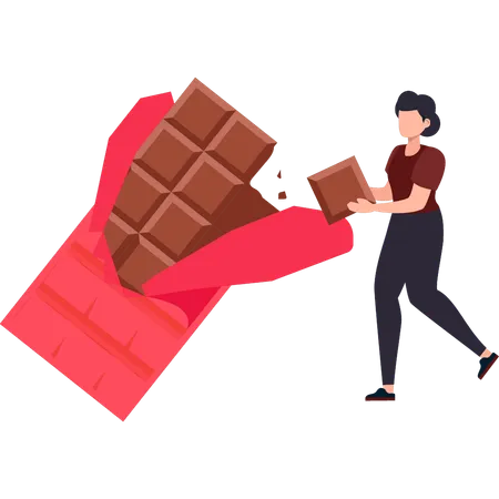 A menina gosta de comer o chocolate  Ilustração