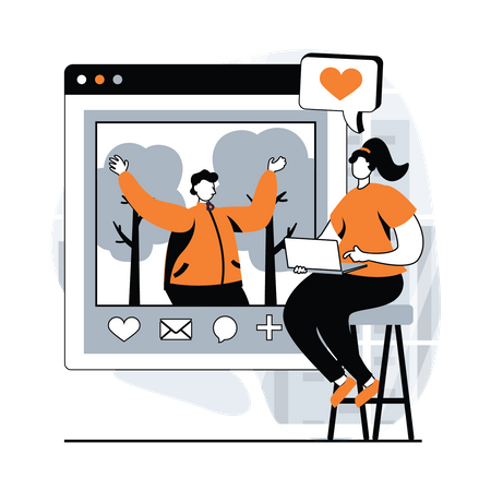 Garota gosta de postagem nas redes sociais  Ilustração