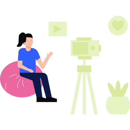 Garota gravando o vídeo  Ilustração