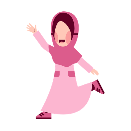 Feliz garota hijab  Ilustração