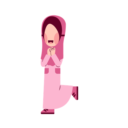 Feliz garota hijab  Ilustração