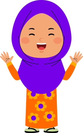 Garota hijab feliz com mãos abertas  Ilustração