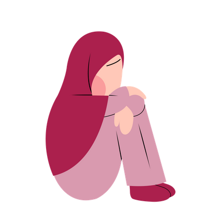 Garota Hijab se sentindo sozinha  Ilustração
