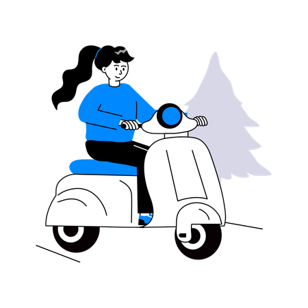 Garota indo andar de scooter  Ilustração