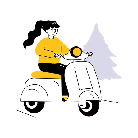 Garota indo andar de scooter  Ilustração