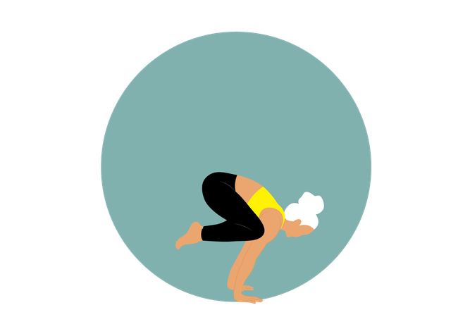 Garota de ioga fazendo bakasana  Illustration