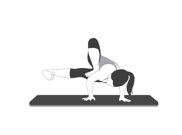 Garota de ioga fazendo pose de oito ângulos  Ilustração