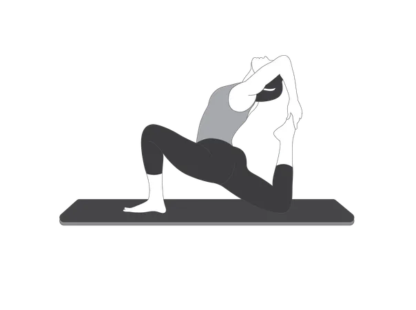 Yoga Girl fazendo pose de pombo-rei de uma perna  Ilustração