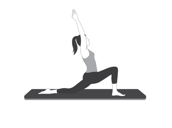 Garota de ioga fazendo Virbhadrasana  Illustration