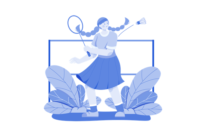 Menina jogando badminton  Ilustração