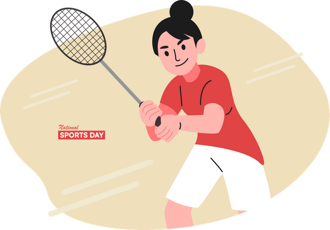 Menina jogando badminton  Ilustração