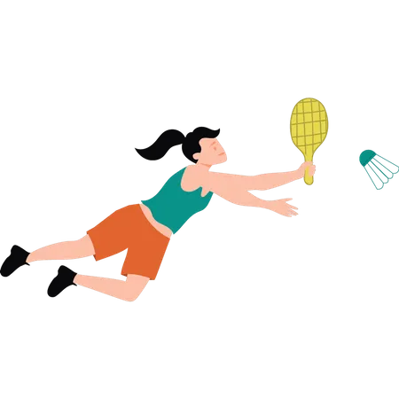 A Garota Esta Jogando Badminton Ilustração