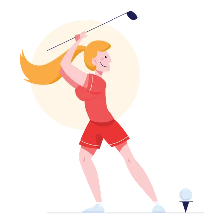 Menina jogando golfe  Ilustração