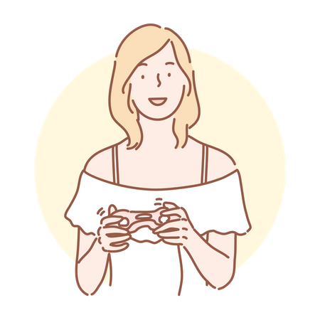 Garota jogando videogame  Ilustração