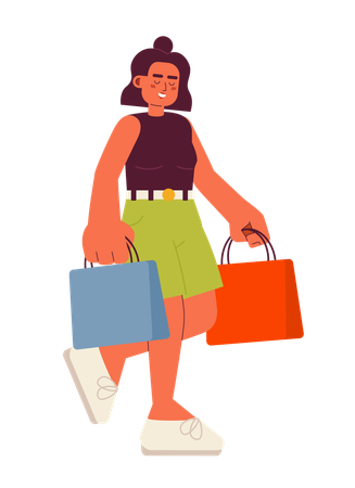 Garota latina feliz indo às compras  Ilustração