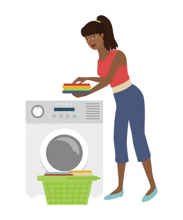 Menina lavando roupa  Ilustração