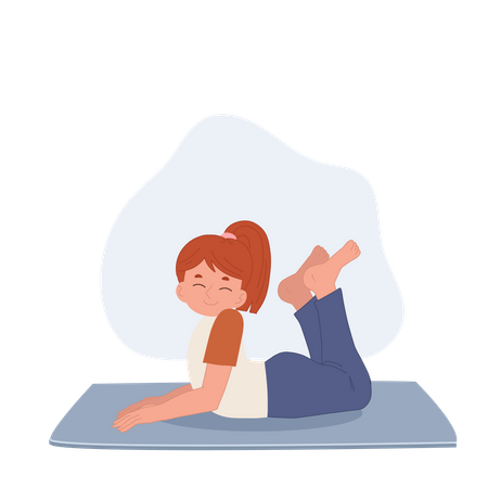 Menina meditando em pose de Bhujangasana  Ilustração