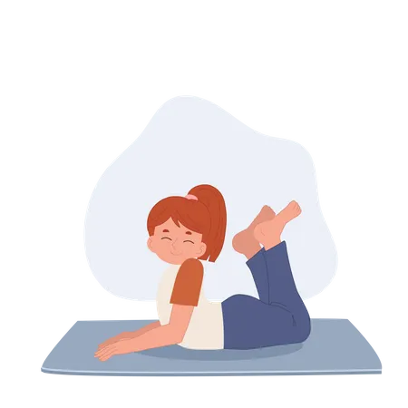 Menina meditando em pose de Bhujangasana  Ilustração