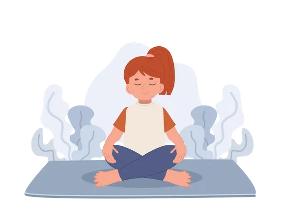 Menina meditando em pose de lótus  Ilustração