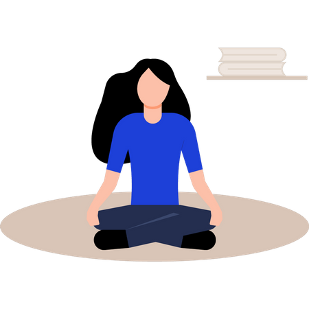 Menina meditando para ter paz de espírito  Ilustração