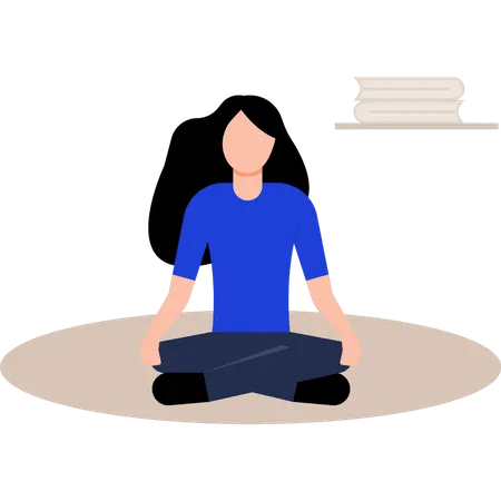 Menina meditando para ter paz de espírito  Ilustração