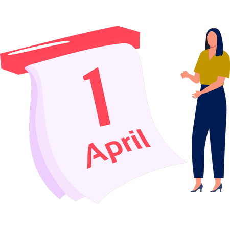 Garota mostrando calendário  Ilustração