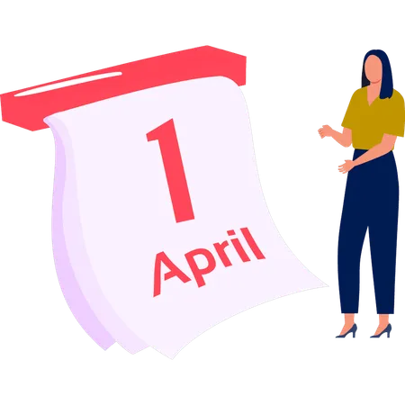 Garota mostrando calendário  Ilustração