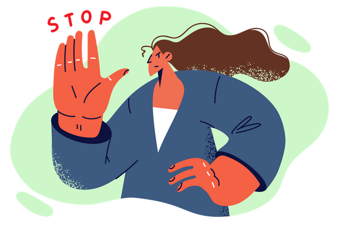Garota mostrando gesto de parada  Ilustração