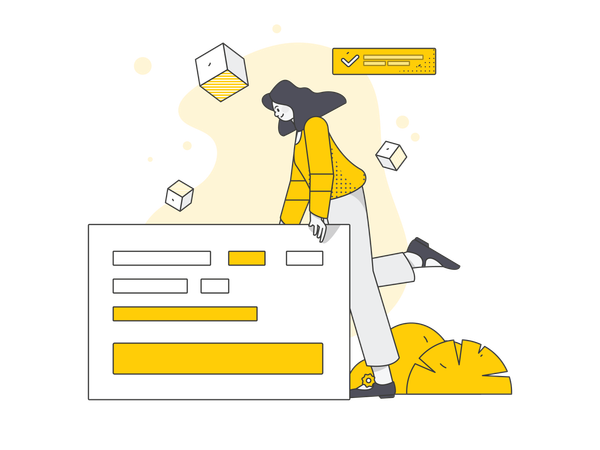 Garota mostrando tarefa de negócios  Ilustração