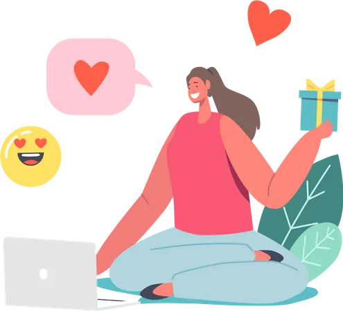 Garota fazendo namoro online  Ilustração