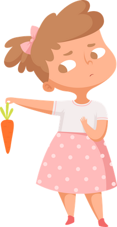 Garota não gosta de cenoura  Ilustração