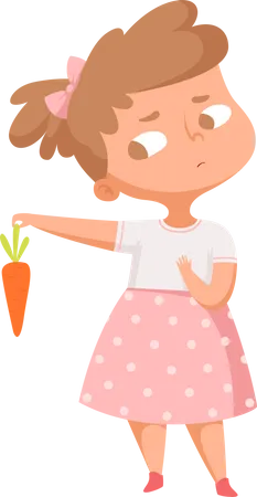 Garota não gosta de cenoura  Ilustração